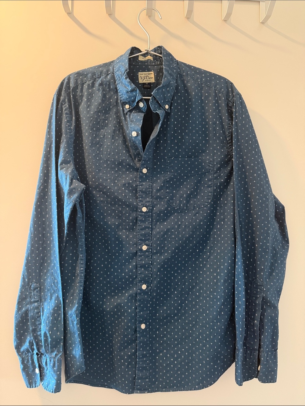 J. Crew Men's Navy Blue Dot Button-Down Shirt